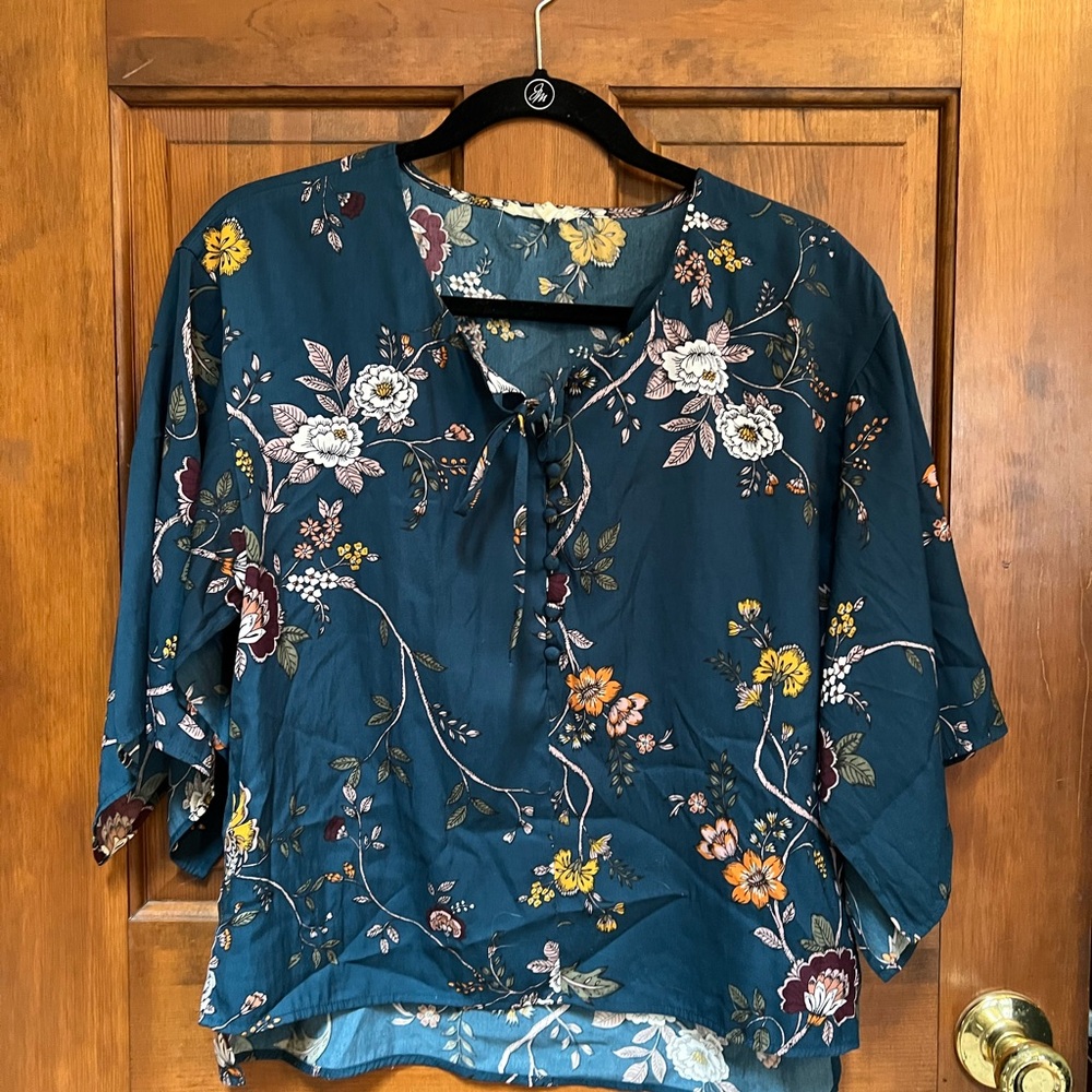 Floral Teal Women's Top